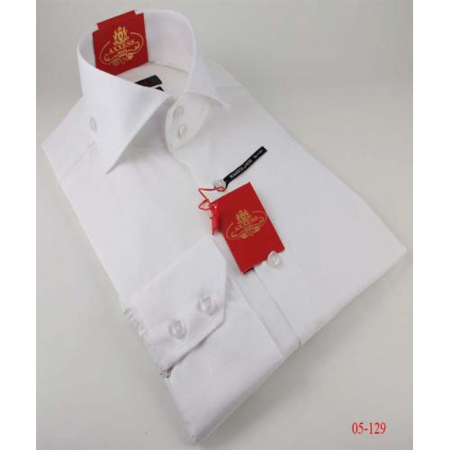 Axxess White Pointed Collar 100% Cotton Dress Shirt 05-129